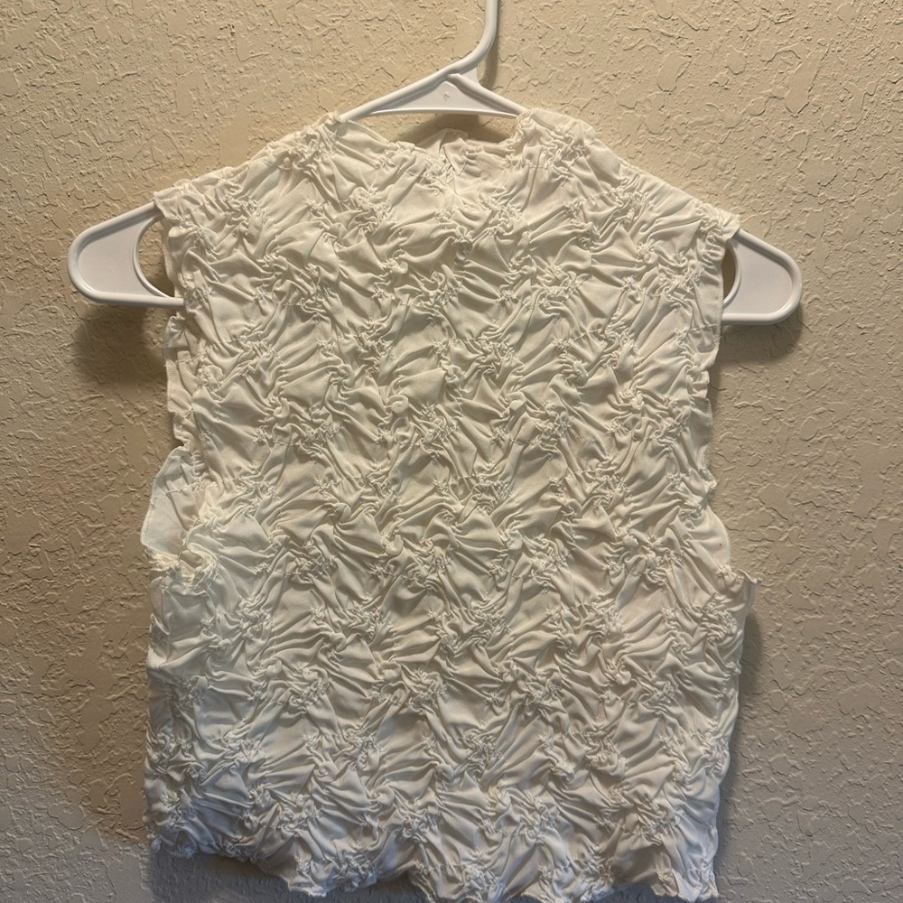 Zara White Textured Crop Top Women’s Size Medium - Picture 5 of 5